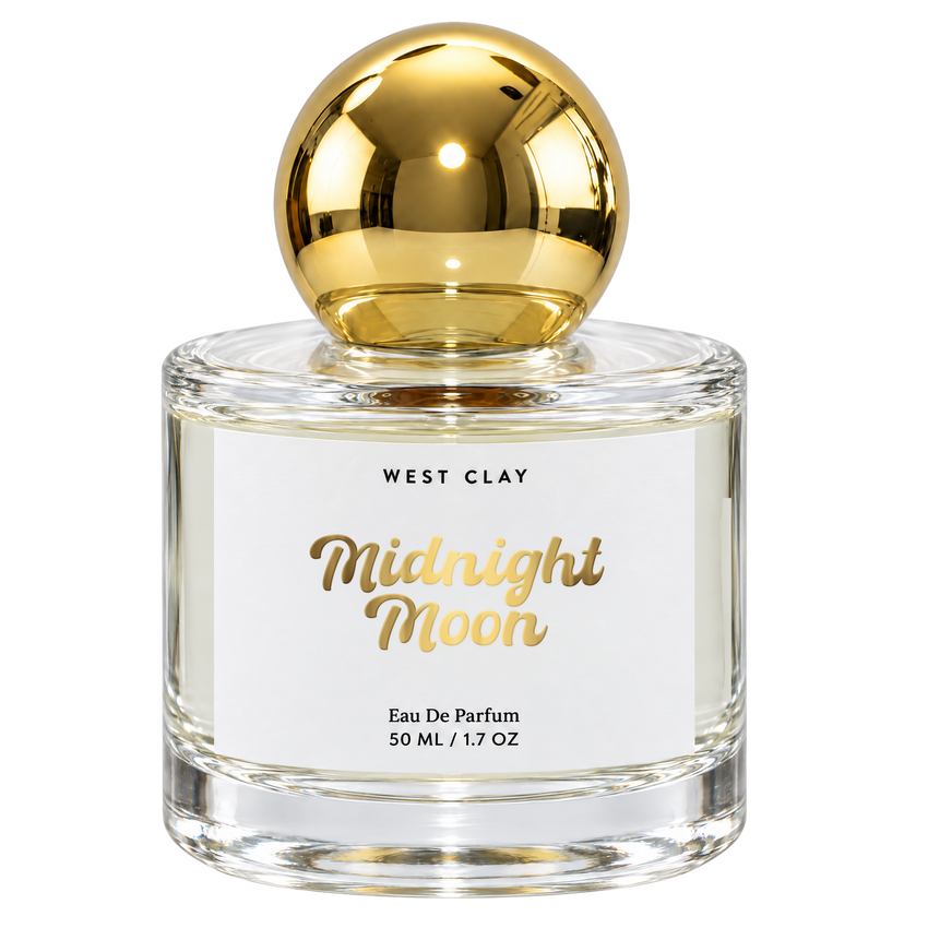 Midnight Moon Eau de Parfum by West Clay, 50 mL transparent bottle